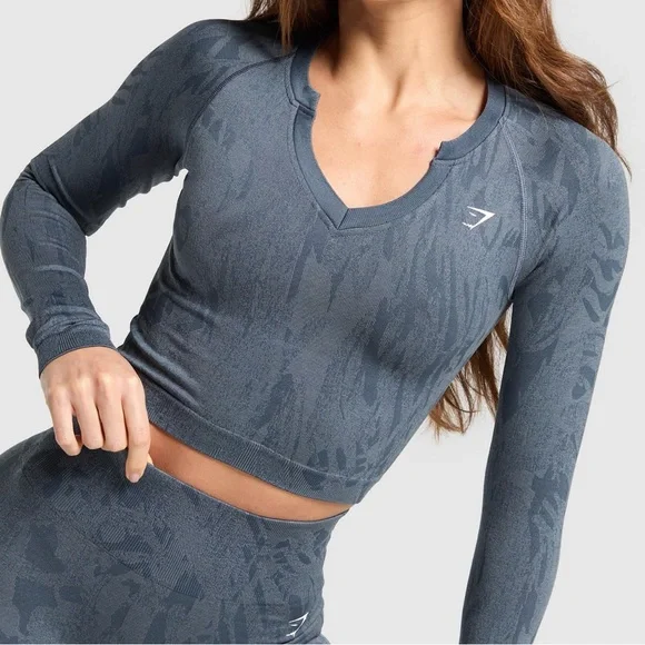Gymshark Adapt Camouflage Seamless Long Sleeve Top NWT - Picture 2 of 6